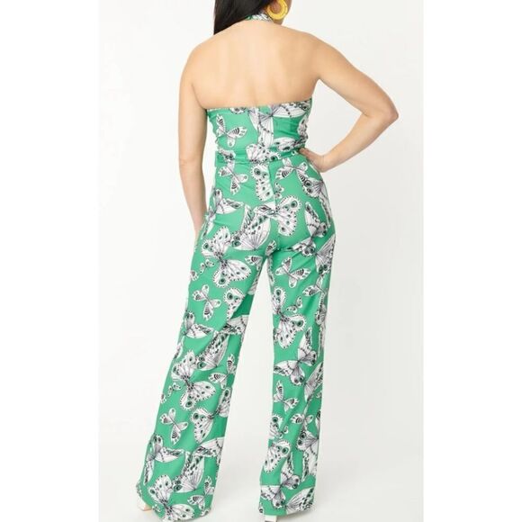 Smak Parlour Green Butterfly Print Glamour Goddess Jumpsuit - Picture 2 of 12